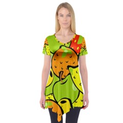 Fruit Food Wallpaper Short Sleeve Tunic  by Dutashop