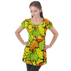 Fruit Food Wallpaper Puff Sleeve Tunic Top by Dutashop