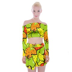 Fruit Food Wallpaper Off Shoulder Top With Mini Skirt Set by Dutashop