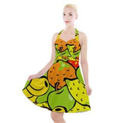 Fruit Food Wallpaper Halter Party Swing Dress  by Dutashop