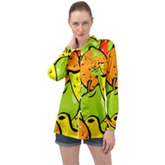 Fruit Food Wallpaper Long Sleeve Satin Shirt