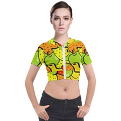 Fruit Food Wallpaper Short Sleeve Cropped Jacket by Dutashop