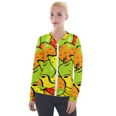 Fruit Food Wallpaper Velvet Zip Up Jacket by Dutashop