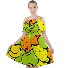 Fruit Food Wallpaper Cut Out Shoulders Chiffon Dress by Dutashop