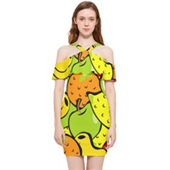 Fruit Food Wallpaper Shoulder Frill Bodycon Summer Dress by Dutashop