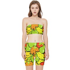 Fruit Food Wallpaper Stretch Shorts And Tube Top Set by Dutashop