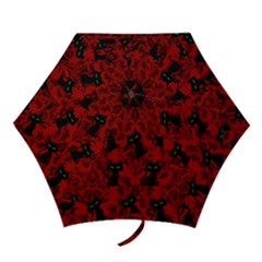 Halloween Goth Cat Pattern in Blood Red Mini Folding Umbrellas