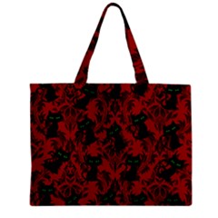 Halloween Goth Cat Pattern In Blood Red Zipper Mini Tote Bag by NerdySparkleGoth