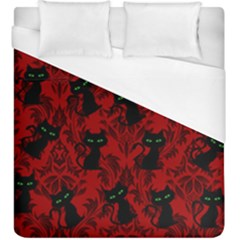 Halloween Goth Cat Pattern in Blood Red Duvet Cover (King Size)