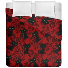 Halloween Goth Cat Pattern in Blood Red Duvet Cover Double Side (California King Size)