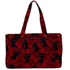 Halloween Goth Cat Pattern In Blood Red Canvas Work Bag by NerdySparkleGoth