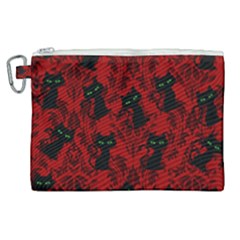 Halloween Goth Cat Pattern in Blood Red Canvas Cosmetic Bag (XL)