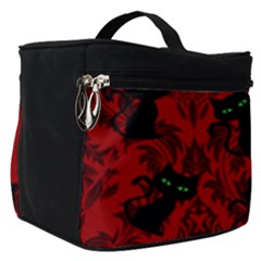 Halloween Goth Cat Pattern in Blood Red Make Up Travel Bag (Small)