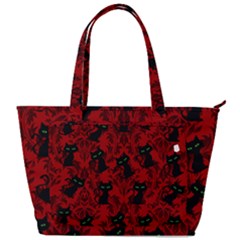 Halloween Goth Cat Pattern In Blood Red Back Pocket Shoulder Bag  by NerdySparkleGoth