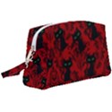 Halloween Goth Cat Pattern in Blood Red Wristlet Pouch Bag (Large) View1