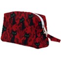 Halloween Goth Cat Pattern in Blood Red Wristlet Pouch Bag (Large) View2