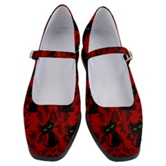 Halloween Goth Cat Pattern in Blood Red Women s Mary Jane Shoes