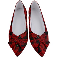 Halloween Goth Cat Pattern in Blood Red Women s Bow Heels