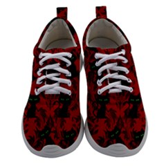 Halloween Goth Cat Pattern in Blood Red Athletic Shoes