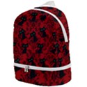 Halloween Goth Cat Pattern in Blood Red Zip Bottom Backpack View1