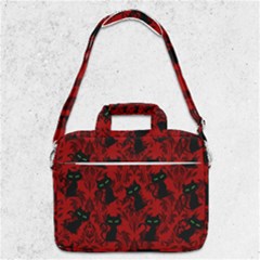 Halloween Goth Cat Pattern in Blood Red MacBook Pro Shoulder Laptop Bag 