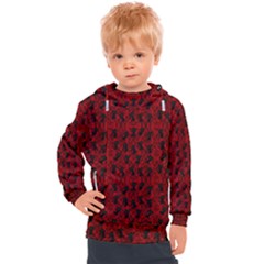 Micro Blood Red Cats Kids  Hooded Pullover by NerdySparkleGoth