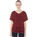 Micro Blood Red Cats V-Neck Dolman Drape Top View1