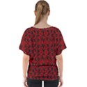 Micro Blood Red Cats V-Neck Dolman Drape Top View2