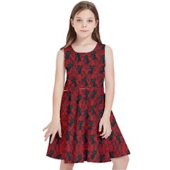 Micro Blood Red Cats Kids  Skater Dress by NerdySparkleGoth