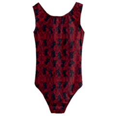 Micro Blood Red Cats Kids  Cut-out Back One Piece Swimsuit by NerdySparkleGoth