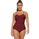 Micro Blood Red Cats Retro Full Coverage Swimsuit View1