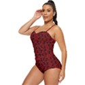 Micro Blood Red Cats Retro Full Coverage Swimsuit View2