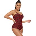 Micro Blood Red Cats Retro Full Coverage Swimsuit View3