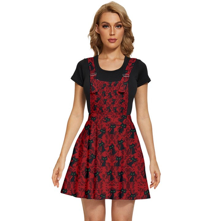 Micro Blood Red Cats Apron Dress