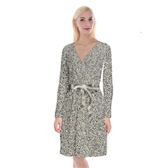 Intricate Ornate Pattern Long Sleeve Velvet Front Wrap Dress by dflcprintsclothing