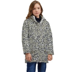 Intricate Ornate Pattern Kid s Hooded Longline Puffer Jacket