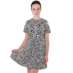 Intricate Ornate Pattern Short Sleeve Shoulder Cut Out Dress  by dflcprintsclothing