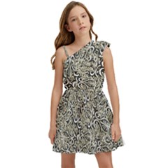 Intricate Ornate Pattern Kids  One Shoulder Party Dress