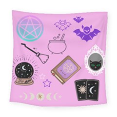 Pastel Goth Witch Pink Square Tapestry (large)