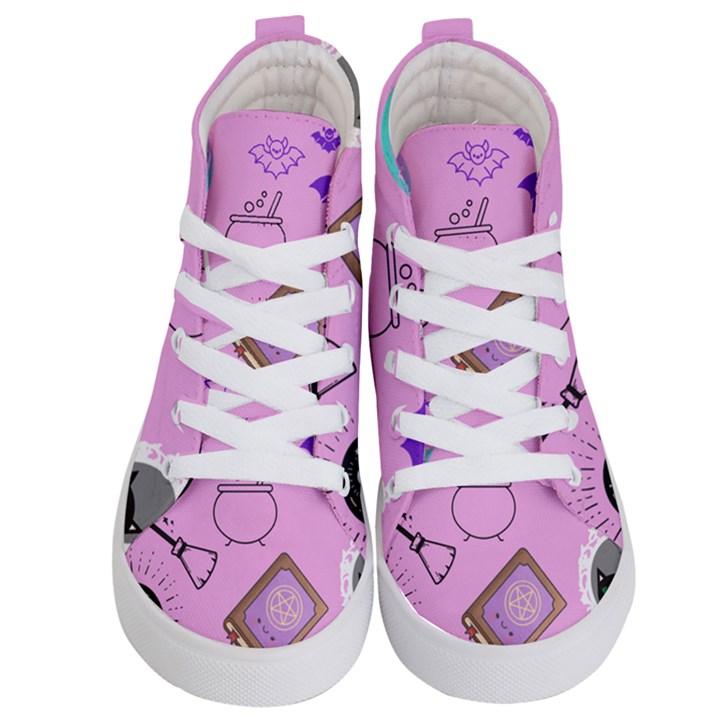 Pastel Goth Witch Pink Kids  Hi-Top Skate Sneakers