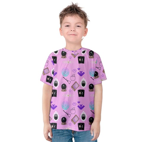 Micro Pink Goth Kids  Cotton Tee by NerdySparkleGoth