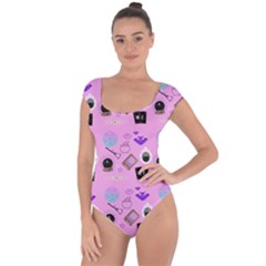 Micro Pink Goth Short Sleeve Leotard 