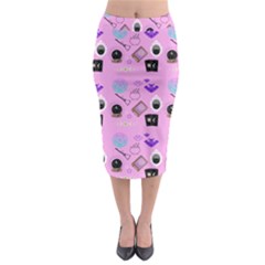 Micro Pink Goth Midi Pencil Skirt