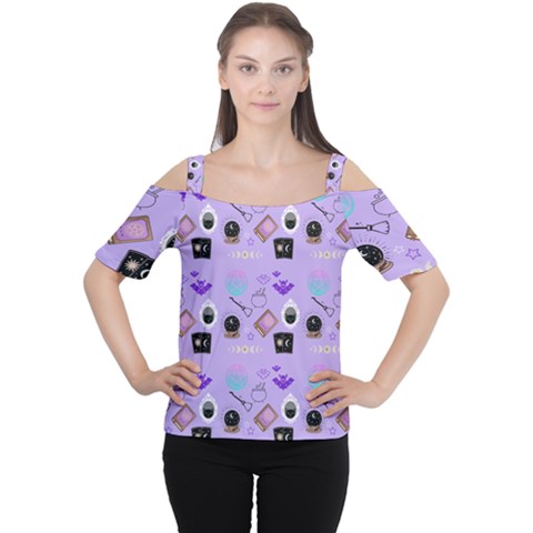 Pale Purple Goth Cutout Shoulder Tee by NerdySparkleGoth