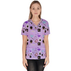 Pale Purple Goth Women s V-neck Scrub Top