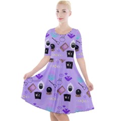 Pale Purple Goth Quarter Sleeve A-line Dress