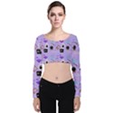 Pale Purple Goth Velvet Long Sleeve Crop Top View1