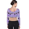 Pale Purple Goth Velvet Long Sleeve Crop Top View2