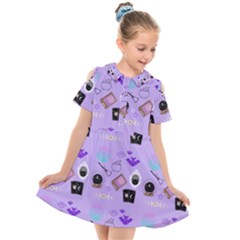 Pale Purple Goth Kids  Short Sleeve Shirt Dress by NerdySparkleGoth