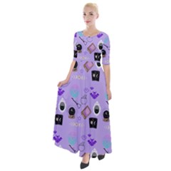 Pale Purple Goth Half Sleeves Maxi Dress by NerdySparkleGoth